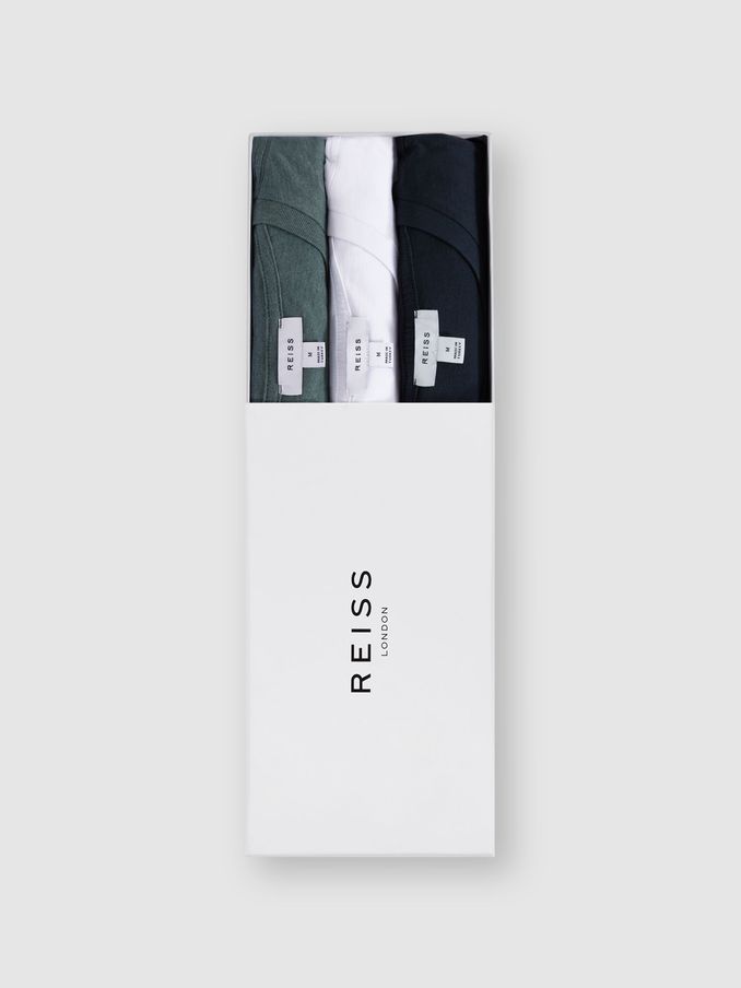 Cotton-Jersey Crew-Neck T-shirts 3 Pack in Multi Colors (C03939) | 425 QAR