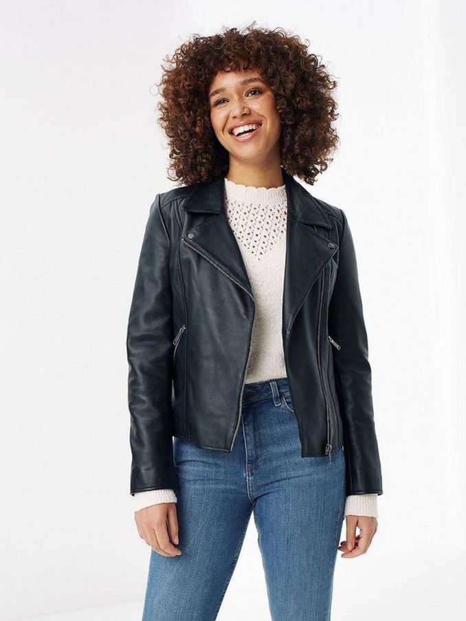 Black Leather Bethany Biker Jacket (C04760) | €130