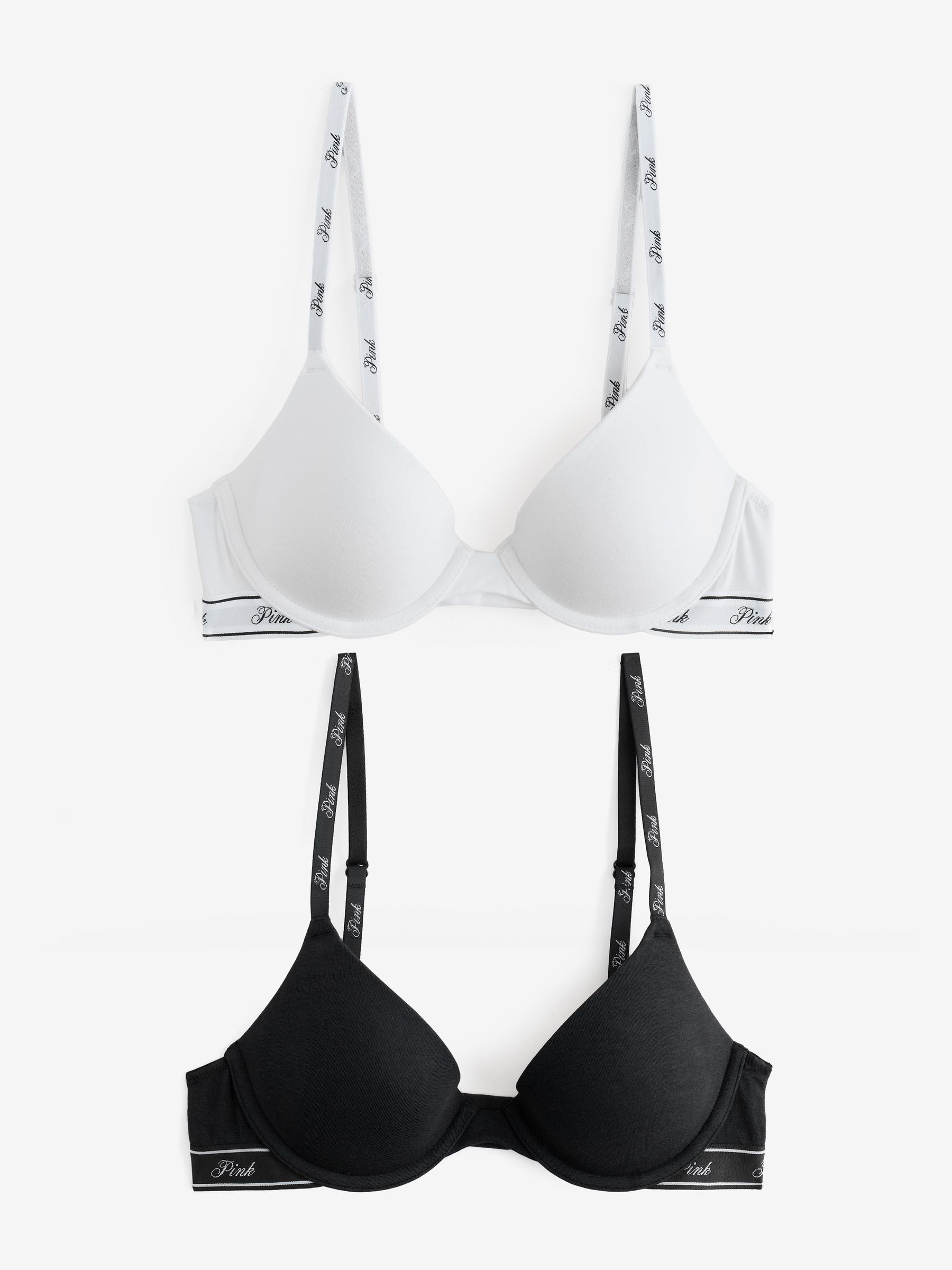 Black/White - Lightly Lined 2 Pack Logo Bra