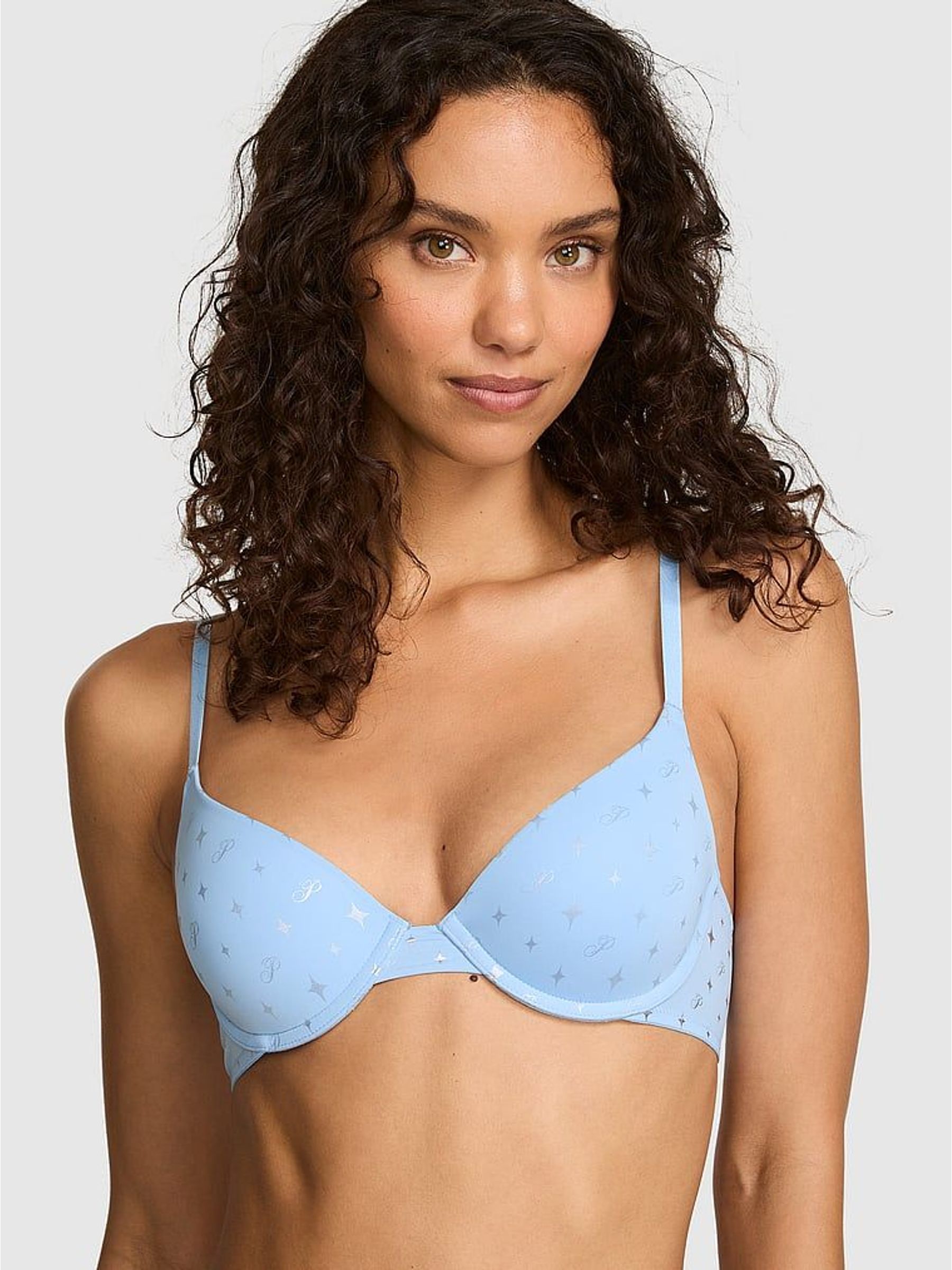 Periwinkle Blue Foil Stars - Non Wired Push Up Bra