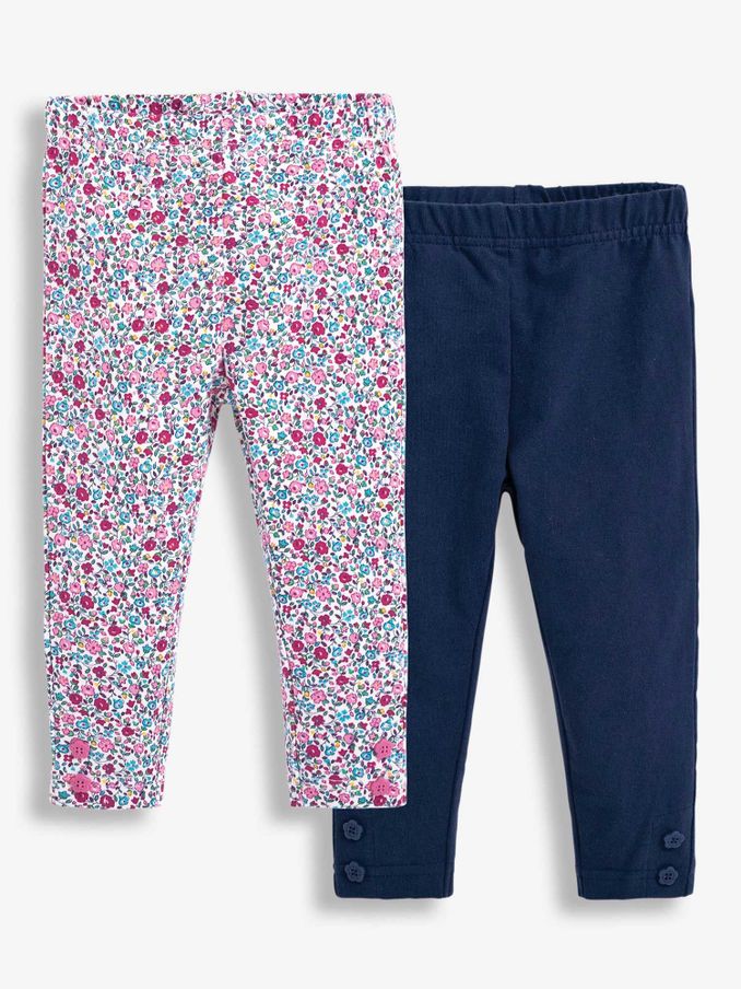 Pink Ditsy & Navy Blue Girls' 2-Pack Leggings (C09451) | $22
