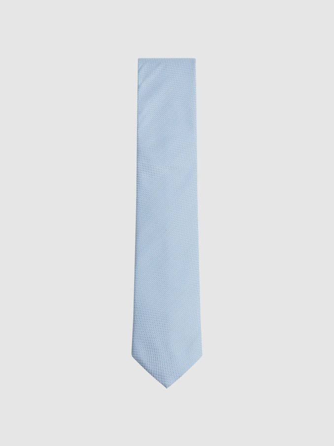 Textured Silk-Blend Tie in Soft Blue (C11963) | US$28