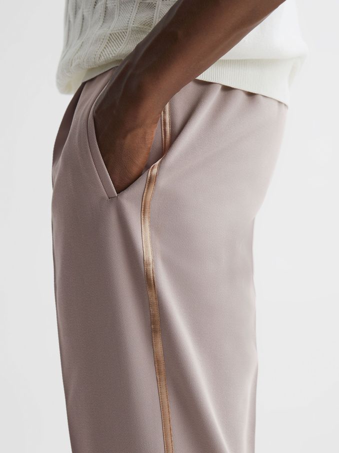 Relaxed Fit Striped Drawstring Trousers in Ivory (C14323) | €79