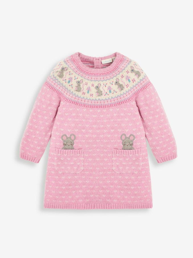 Pink Mouse Fair Isle Pattern Knitted Dress (C16355) | $30