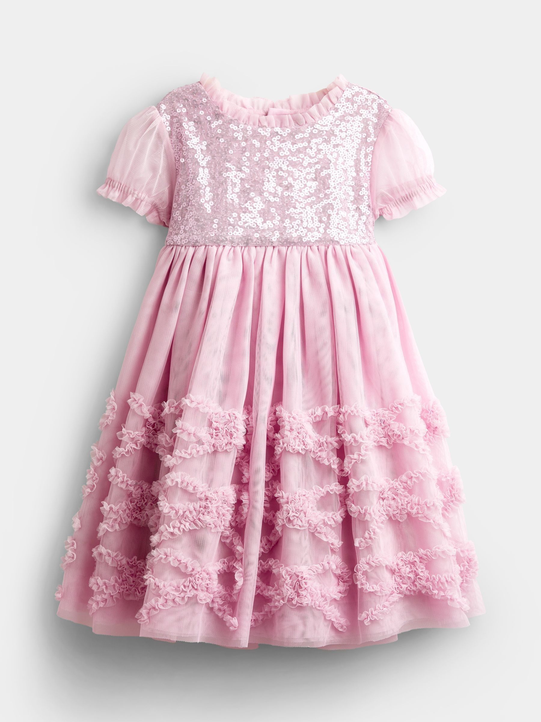 Soft Pink - Sequin & Tulle Bow Party Dress