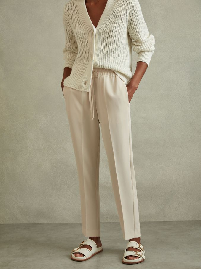 Tapered Pull On Trousers in Cream (C24748) | €54