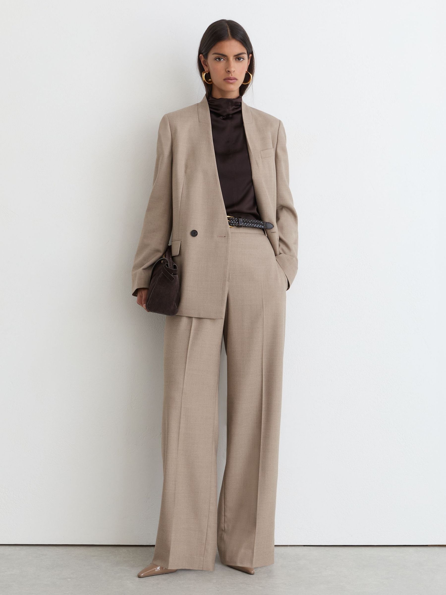 Neutral - Wool-blend Wide-leg Suit Trousers