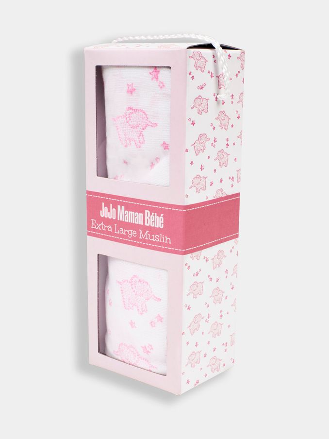Pink Extra Large Elephant Print Muslin (C27860) | $24
