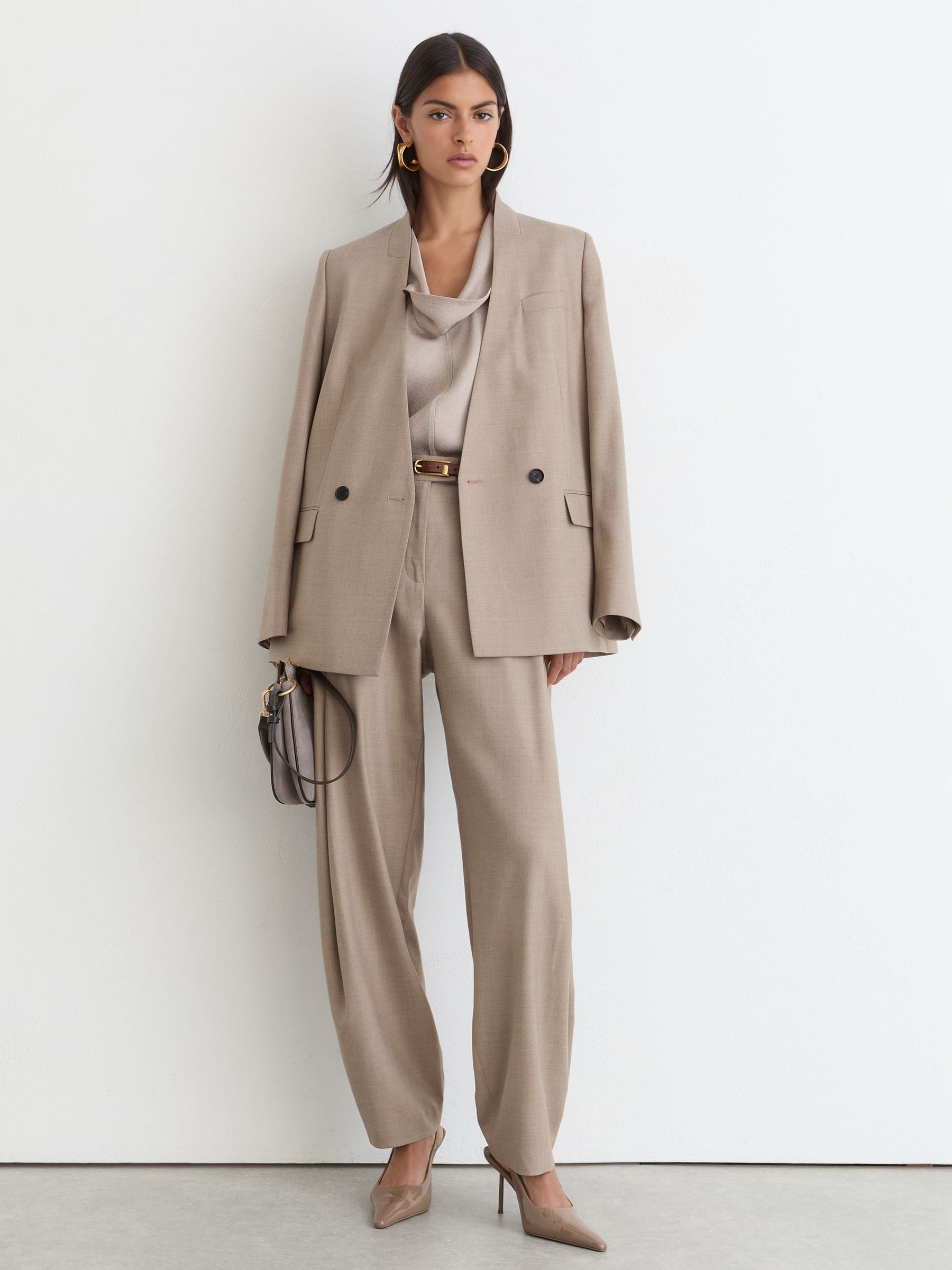 neutre - Wool-blend Barrel-leg Suit Trousers