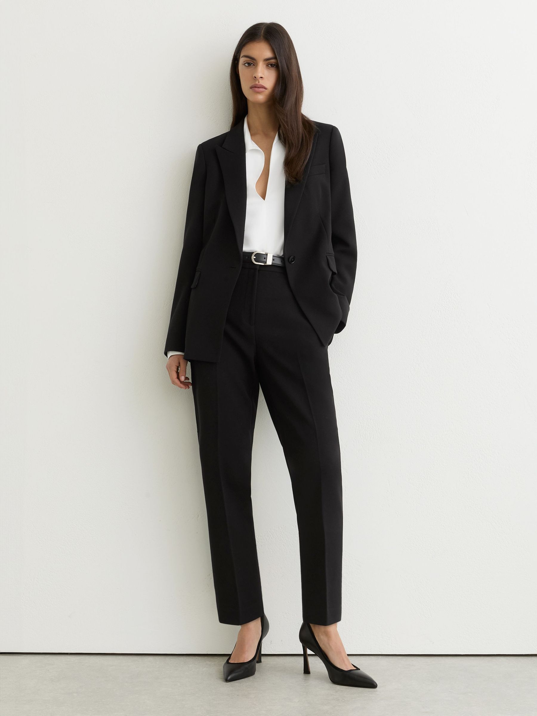 Black - Tailored Single Breasted Suit Blazer
