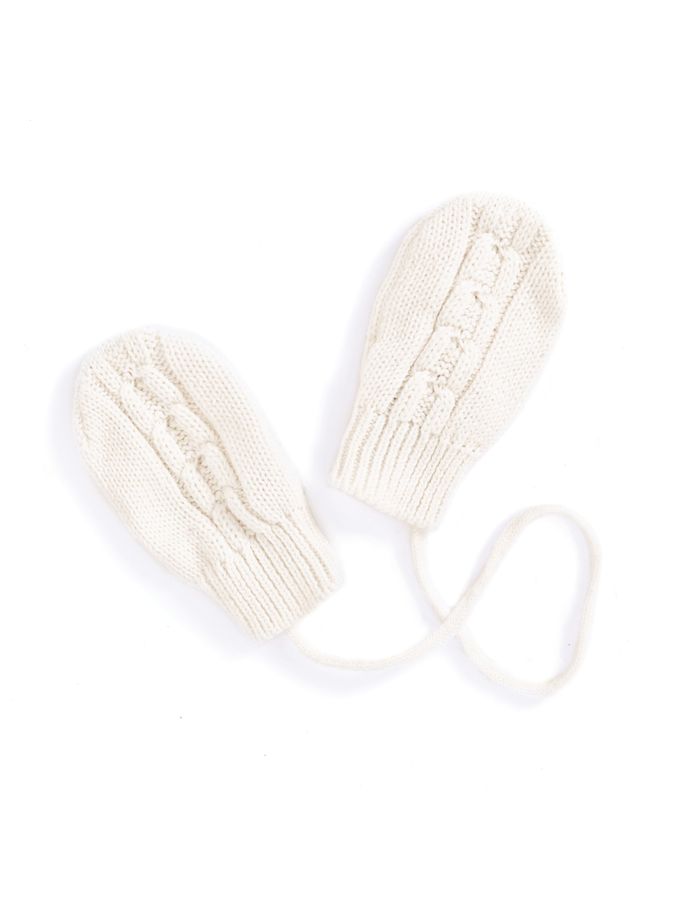 Cream Cream Cable Knit Pop-On Mittens (C31407) | $12