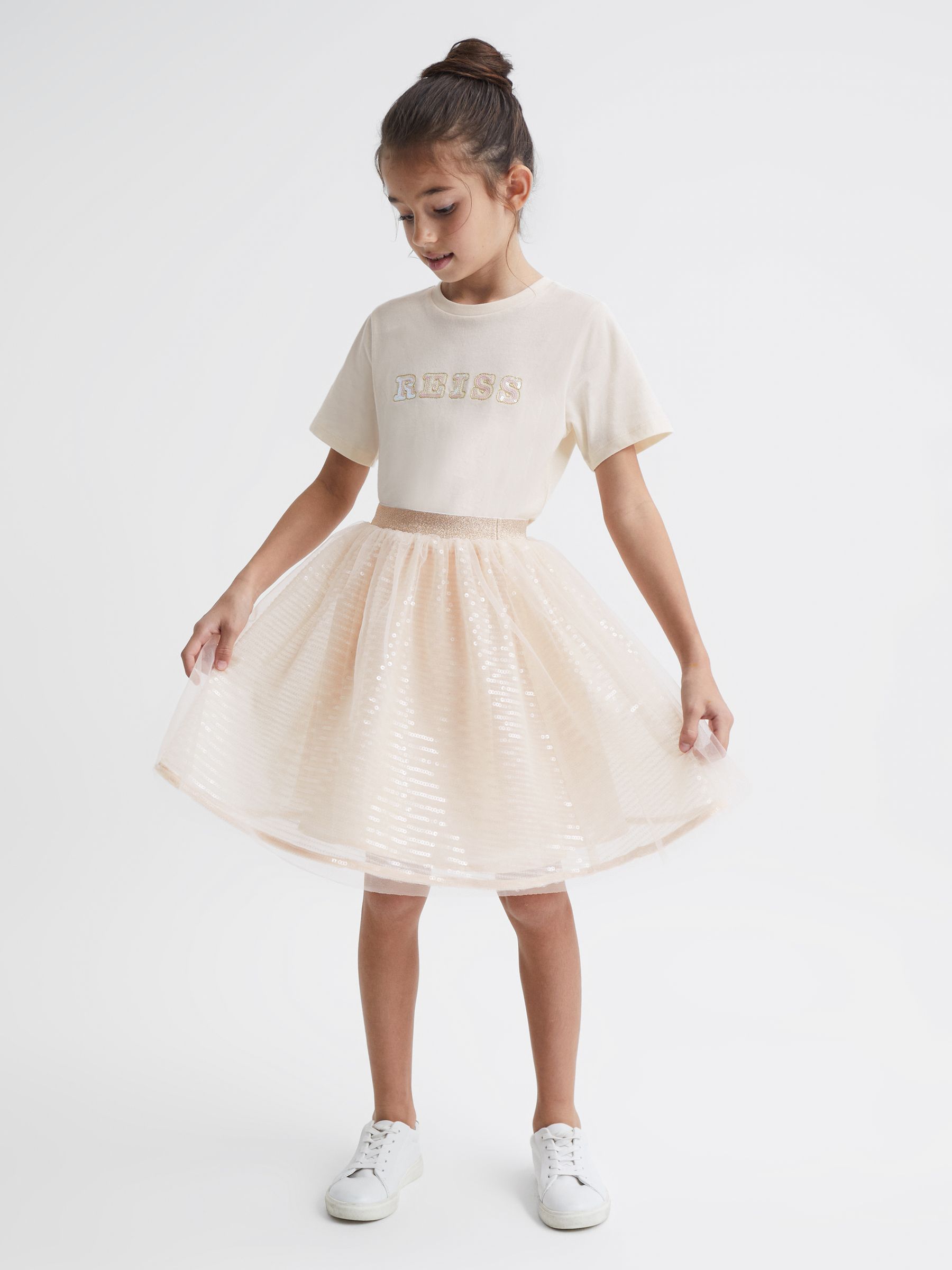 9-12 yrs Sequin Midi Skirt in Pale Pink (C34414) | €43