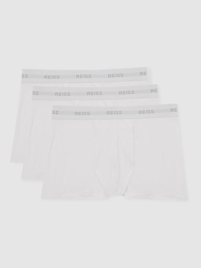 Three Pack of Organic Cotton Blend Boxers in White (C47229) | US$60