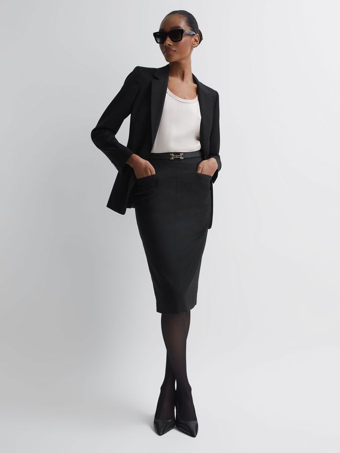 Petite Tailored Pencil Skirt in Black (C50224) | 670 SAR