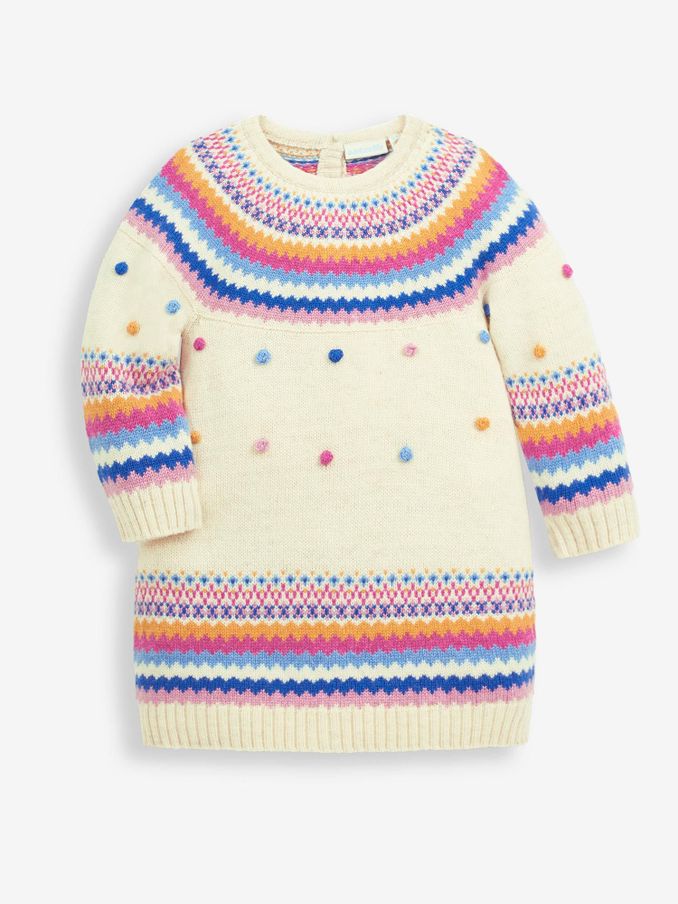 Cream Bright Stripe Knitted Jumper Dress (C59367) | $27