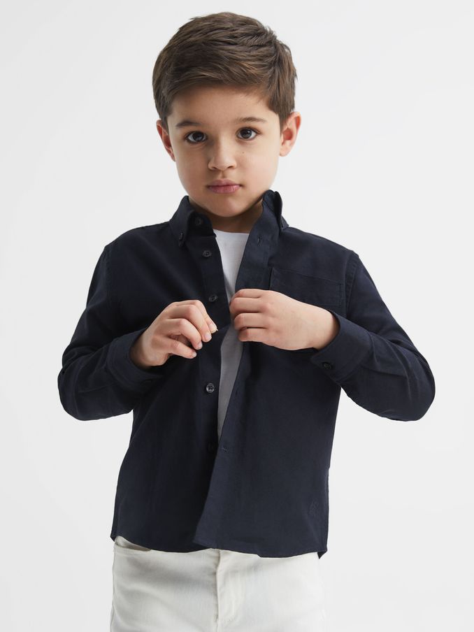 3-9 yrs Button Down Oxford Shirt in Navy (C59772) | US$45