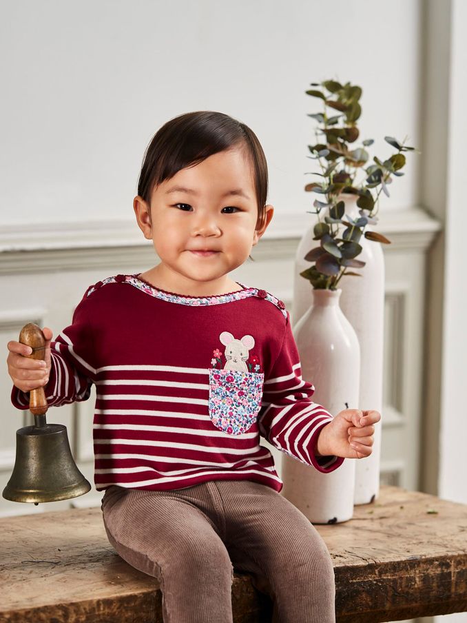 Berry Mouse Pocket Breton Top (C61877) | $15