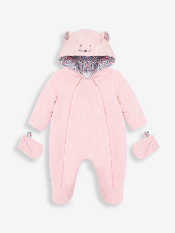 Pink Mouse Cosy Velour Pramsuit (C62514) | $33