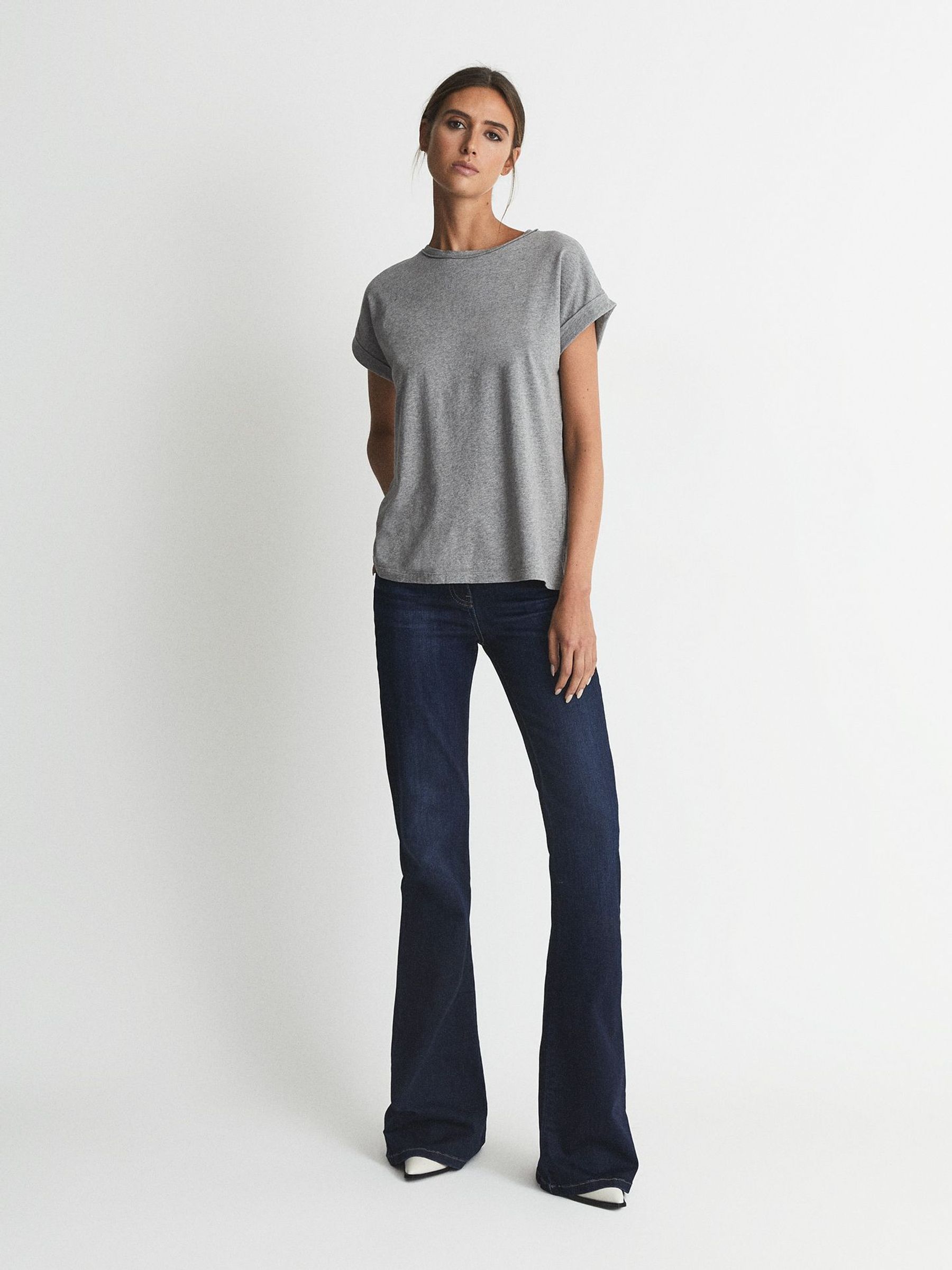 Cotton Jersey Crew Neck T-Shirt in Grey Marl (C63200) | US$55