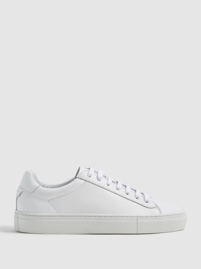 Lace Up Leather Trainers in White (C65949) | US$144