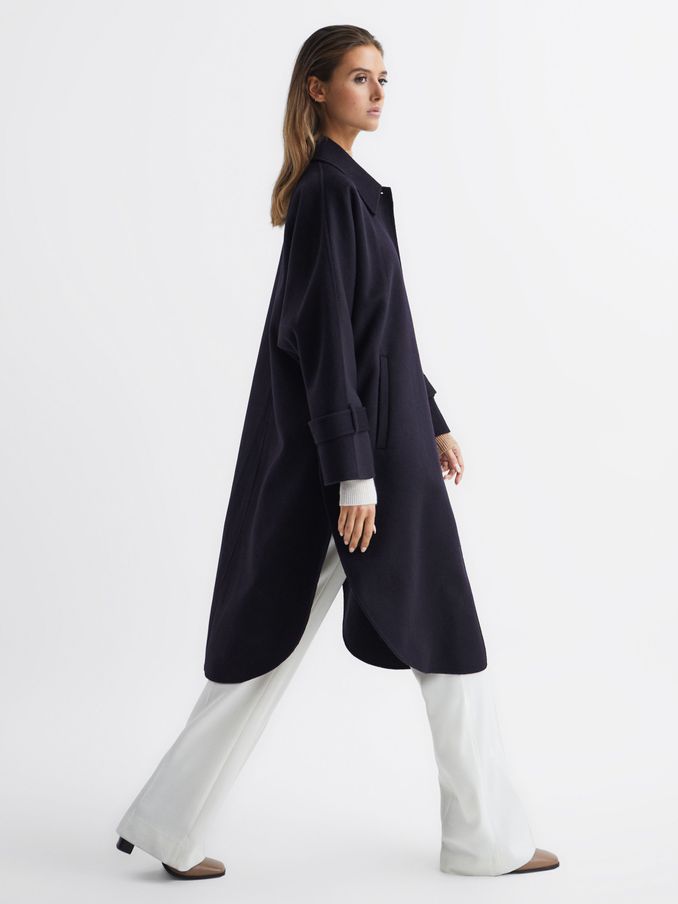 Blindseam Cape Coat in Navy (C66394) | US$286
