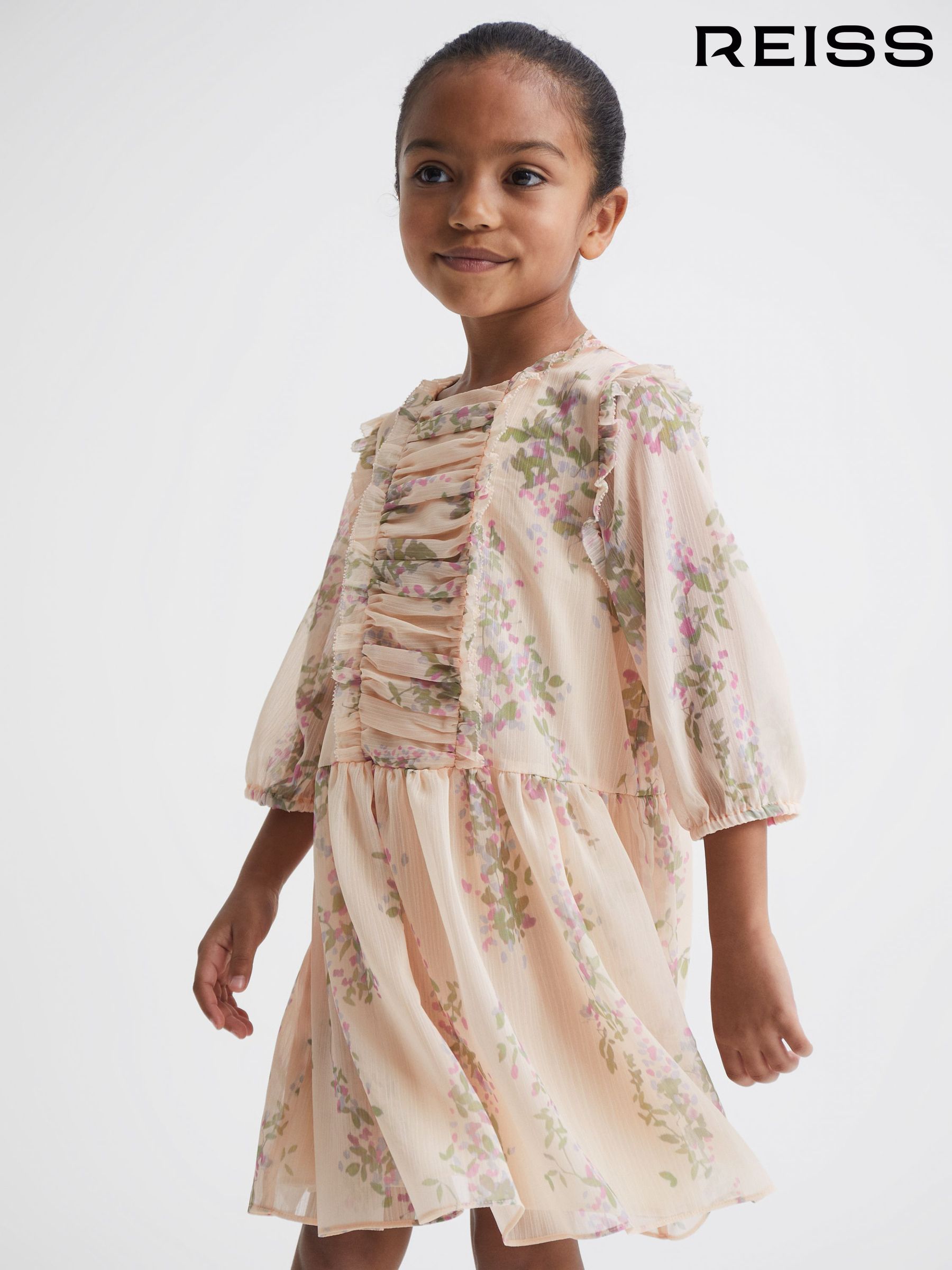 4-9 yrs Chiffon Print Dress in Pink Print (C69400) | $65