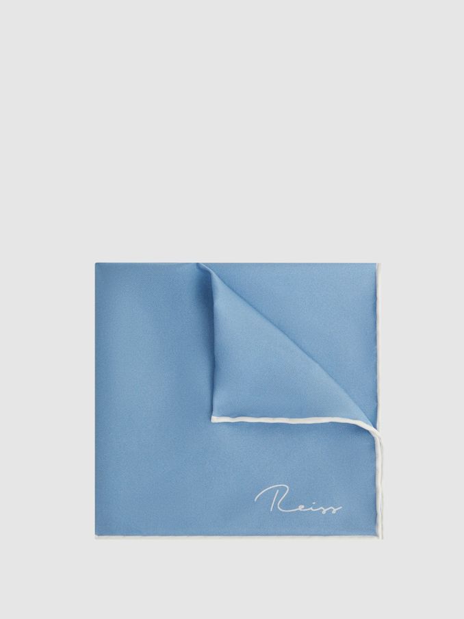 Plain Silk Pocket Square in Soft Blue (C70424) | US$60