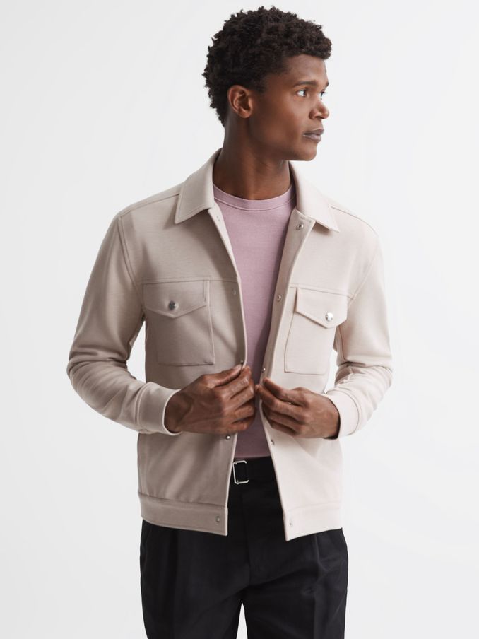 Jersey Interlock Overshirt in Oatmeal (C70499) | CA$280