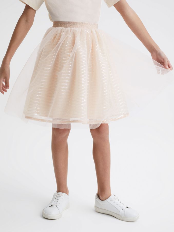 4-9 yrs Sequin Midi Skirt in Pale Pink (C71489) | €29