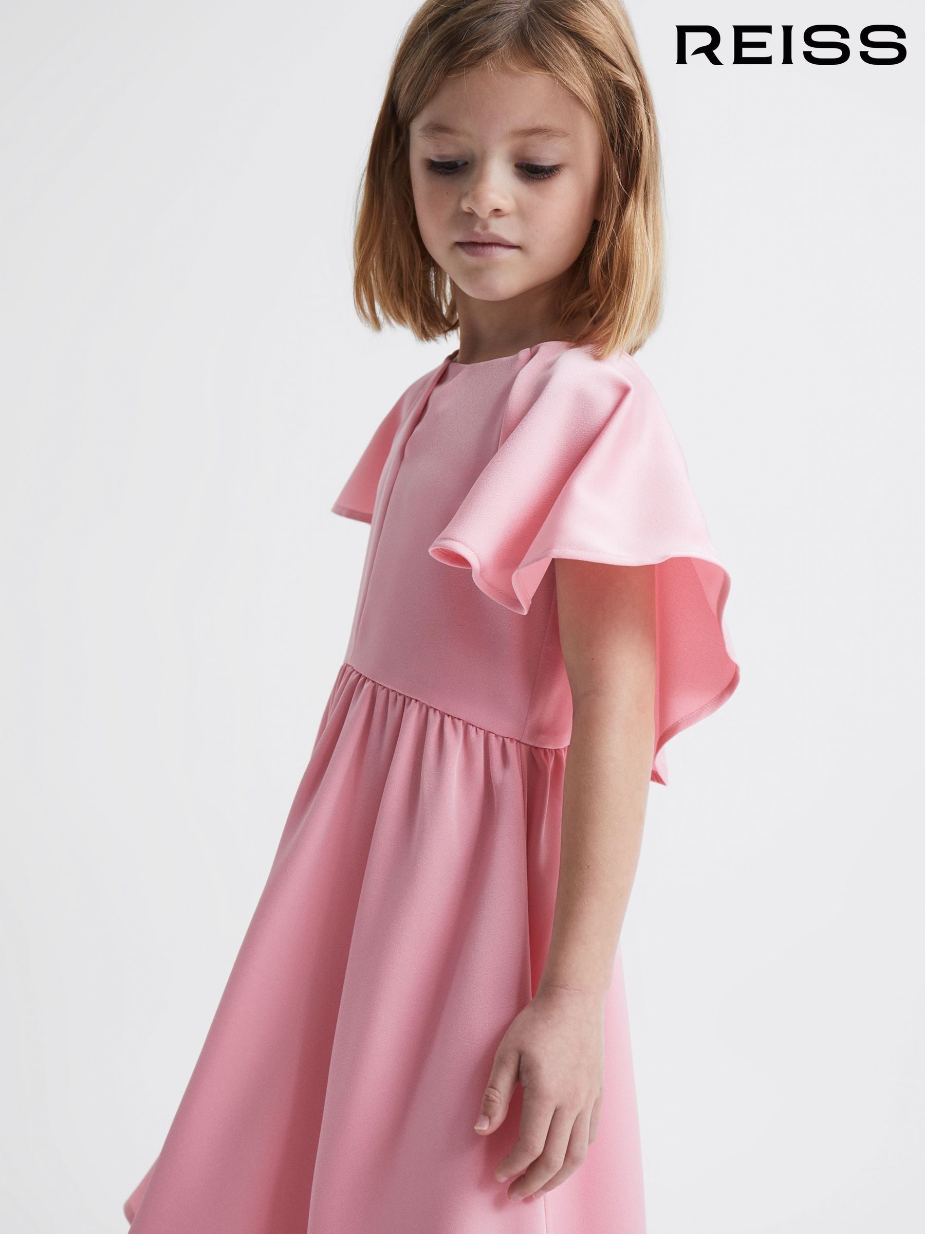 Satin Midi Dress in Pink (C71541) | $93