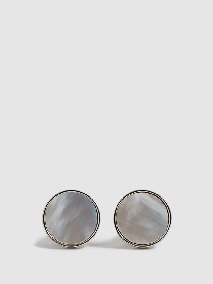 Stone Insert Cufflinks in Silver (C77423) | €85