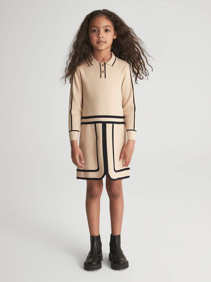 9-12 yrs Knitted Mini Dress in Camel (C77603) | €43