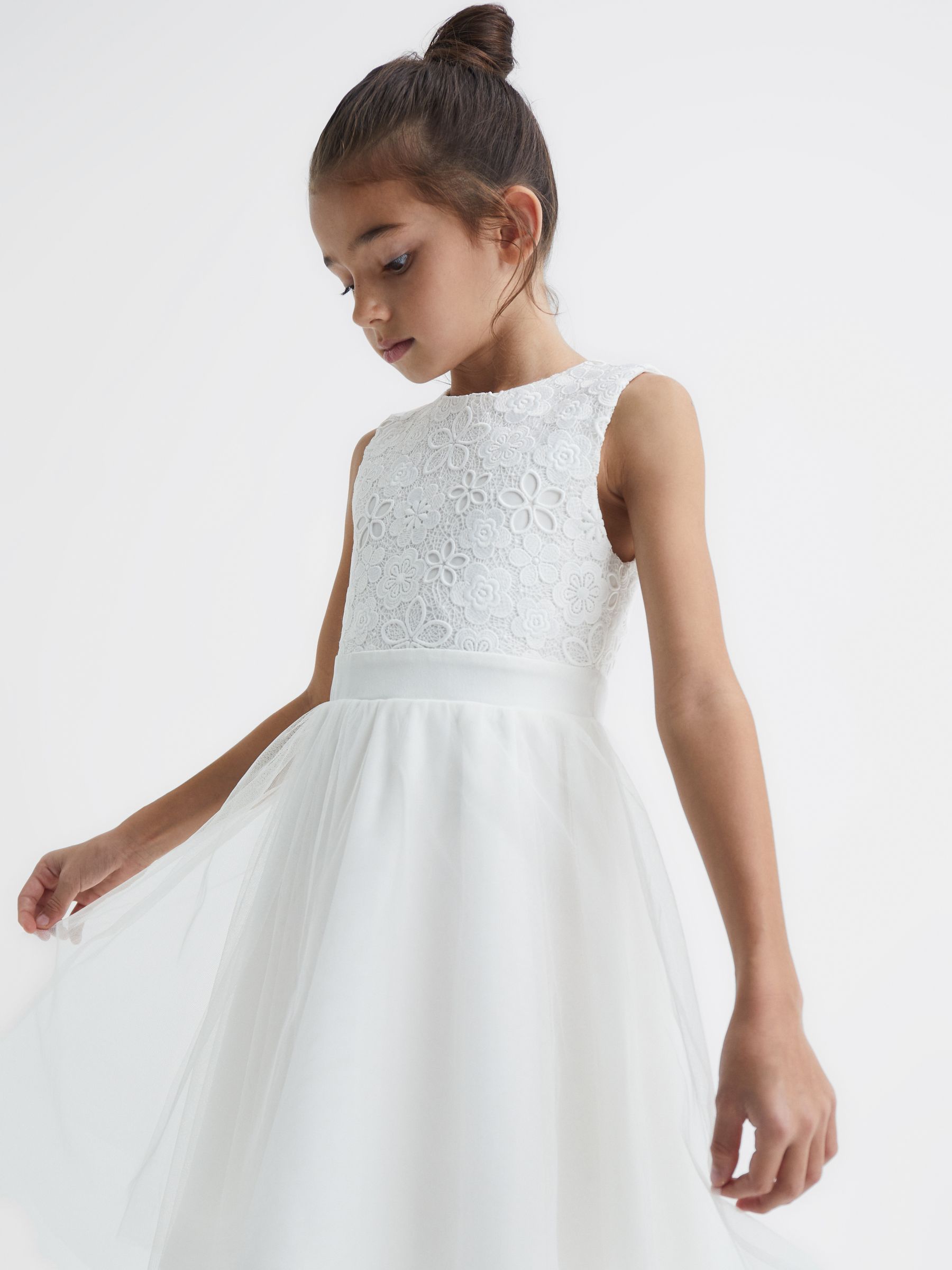 4-9 yrs Lace Tulle Occasion Dress in Ivory (C80975) | €42