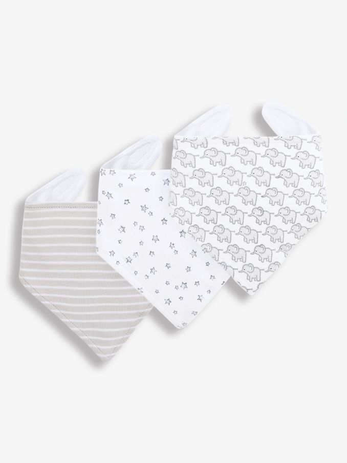 Light Grey 3-Pack Cotton Baby Dribble Bibs (C84662) | $21