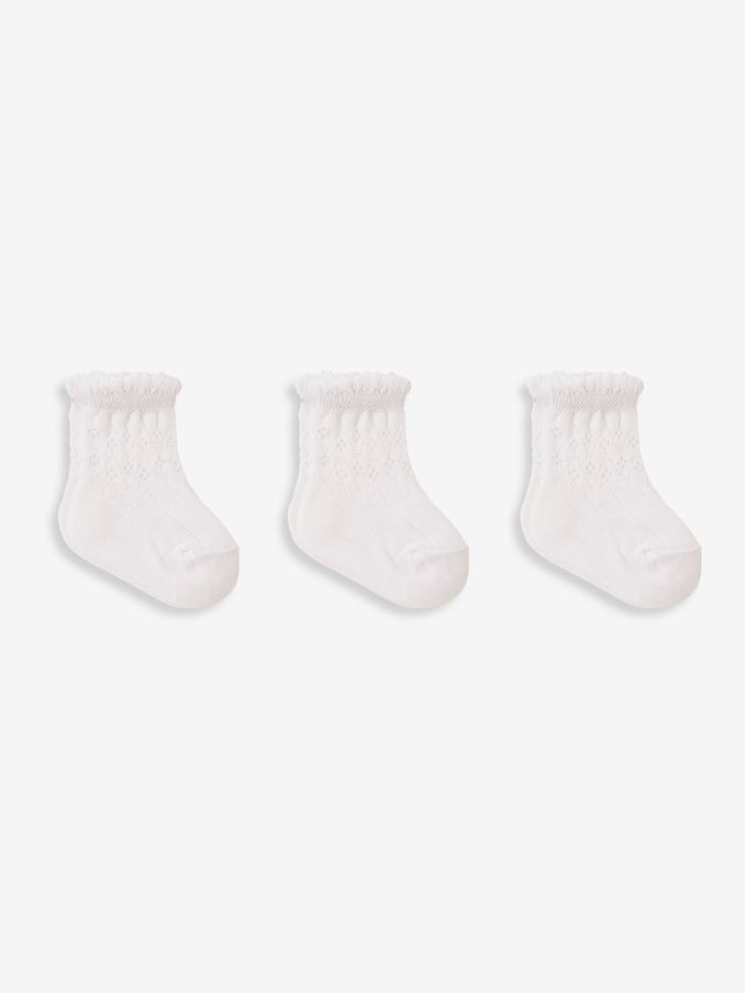 White 3-Pack Pretty Pointelle Socks (C84946) | $6