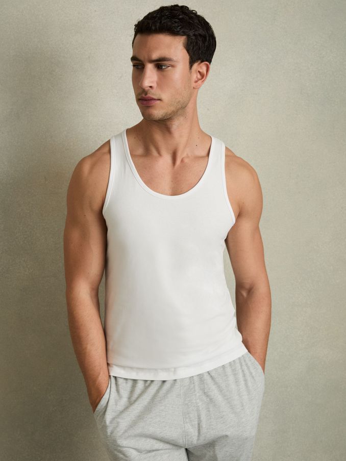Cotton Stretch Vest in White (C86728) | US$30