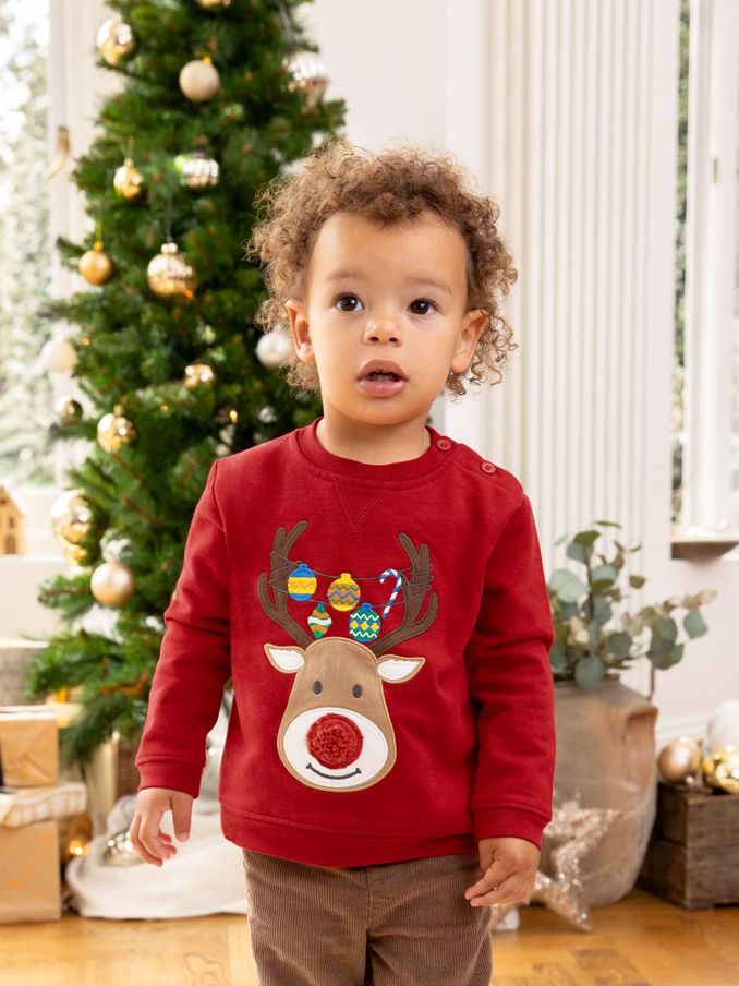 Red Reindeer Appliqué Sweatshirt (C87672) | $44