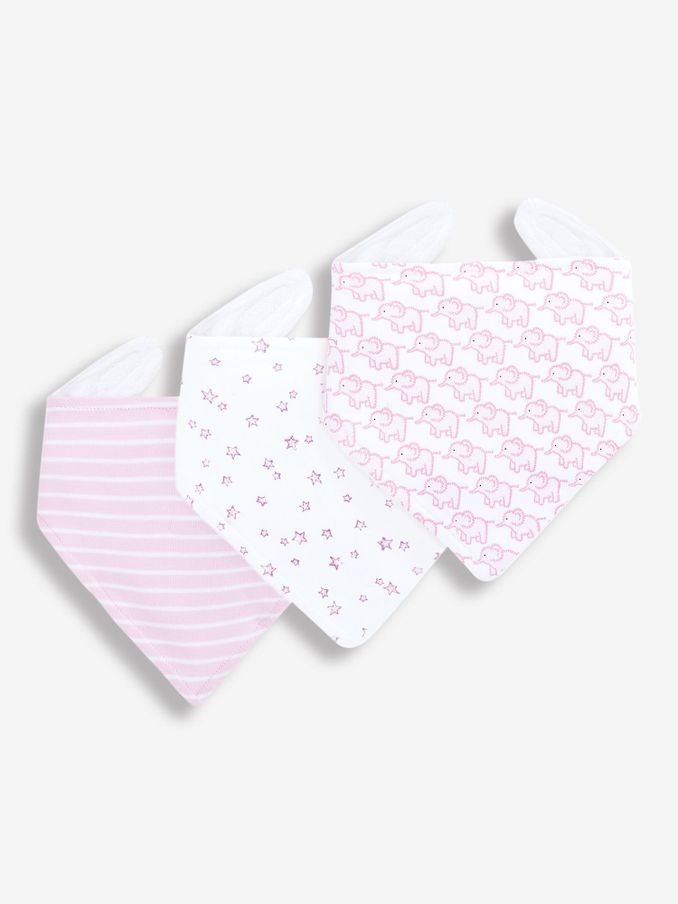 Baby Pink 3-Pack Cotton Baby Dribble Bibs (C87738) | $21