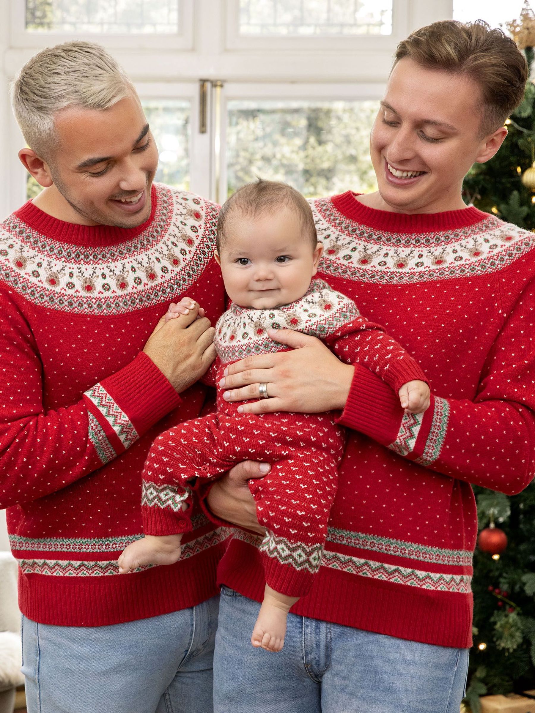 Red Reindeer Fairisle Pattern Knitted Baby All-In-One (C88038) | $31