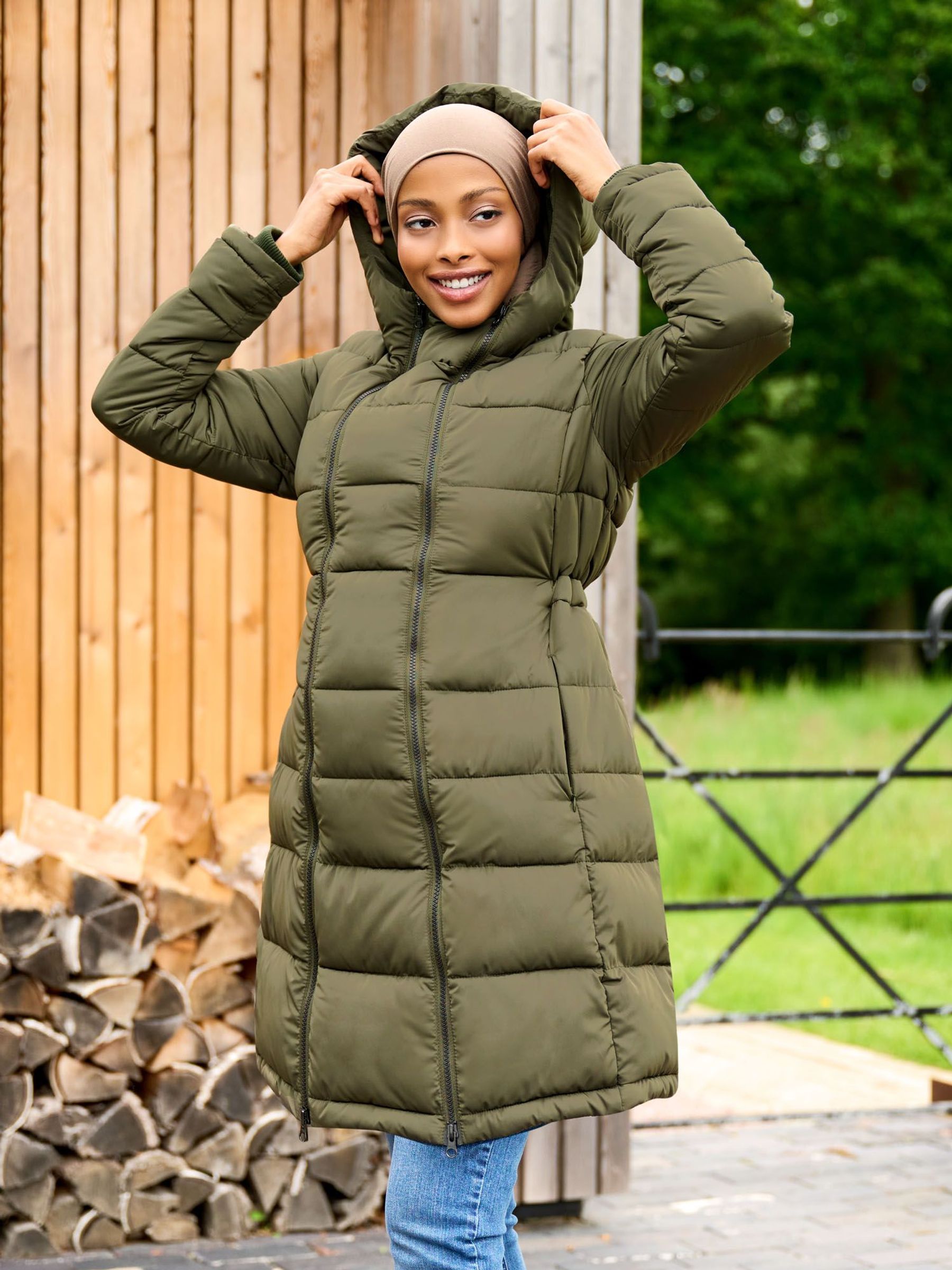 Khaki Green 2-in-1 Maternity Puffer Coat (C94882) | $52