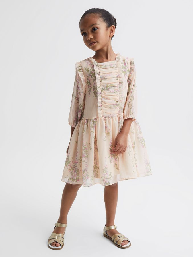 9-12 yrs Chiffon Print Dress in Pink Print (C95438) | $69