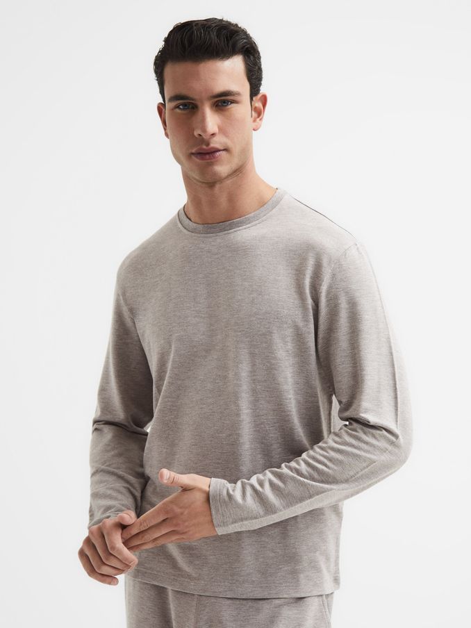 Melange Crew Neck Jumper in Taupe Melange (D00254) | $22