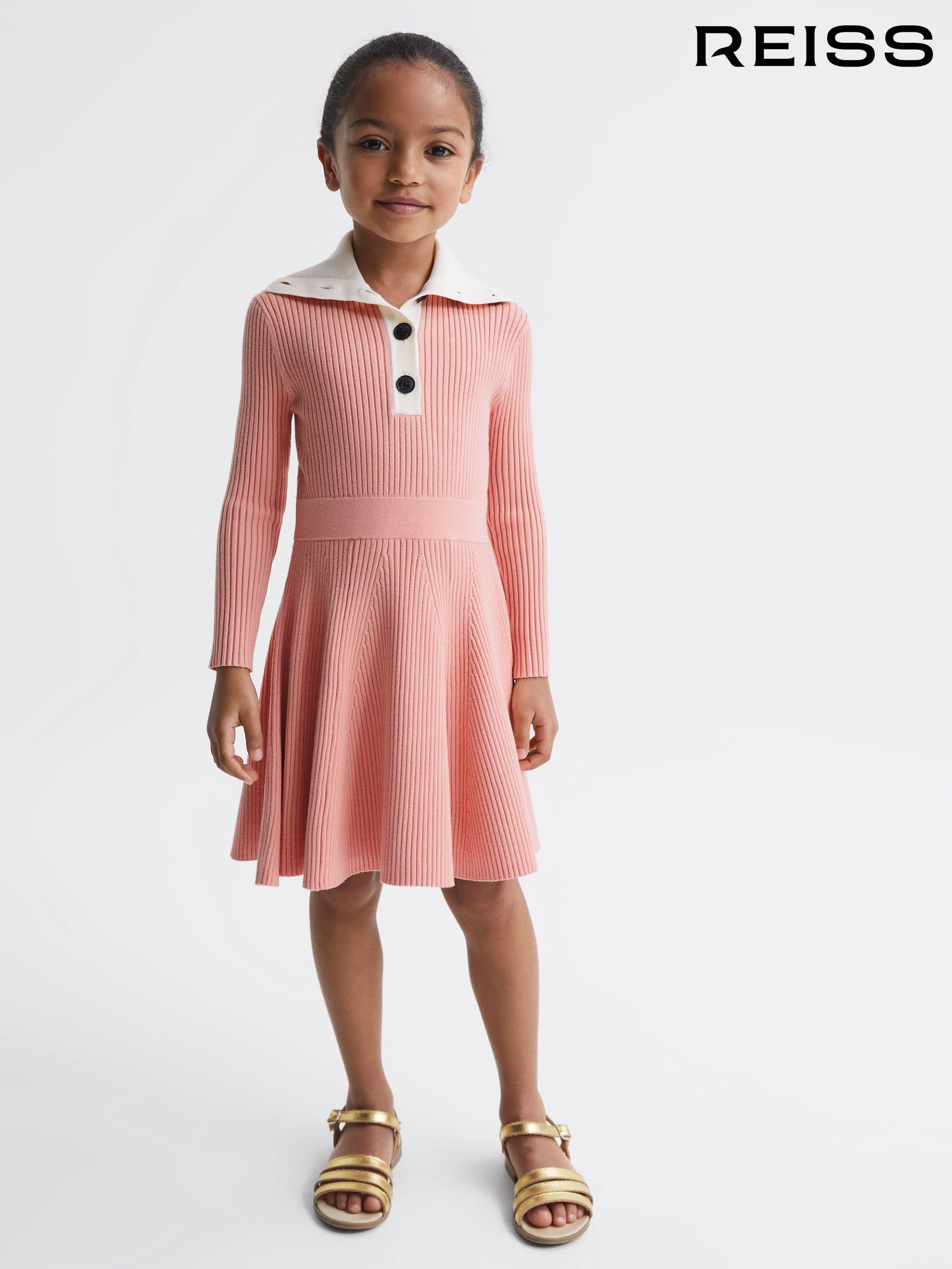9-12 yrs Colourblock Knitted Dress in Pink (D03162) | €42