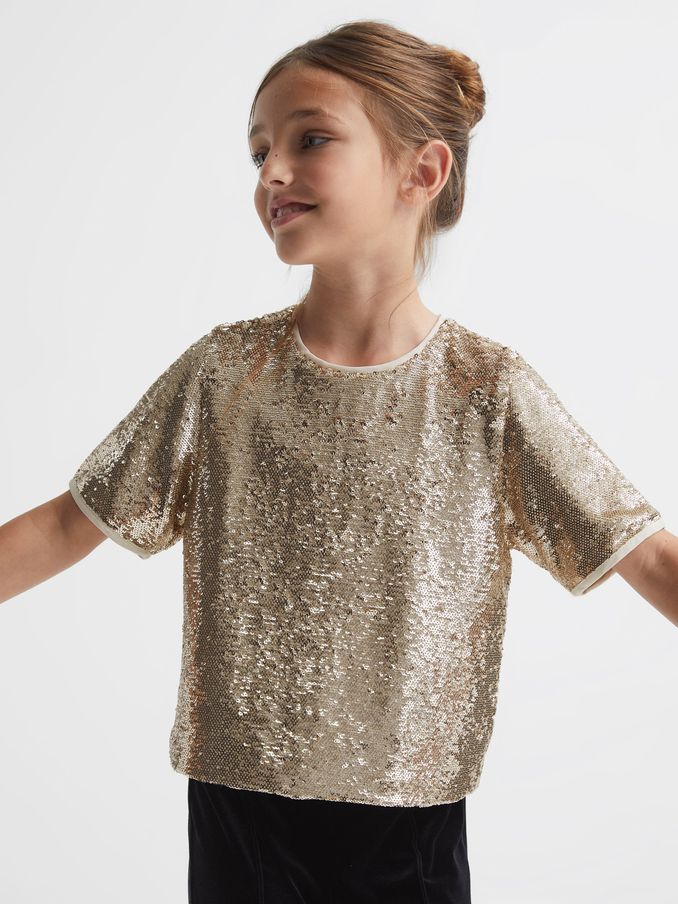 Junior Sequin T-Shirt Blouse in Silver (D08610) | €22