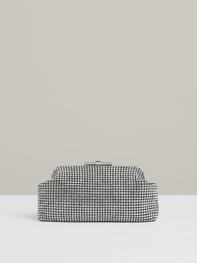 Embellished Clutch Bag in Silver (D15692) | US$240