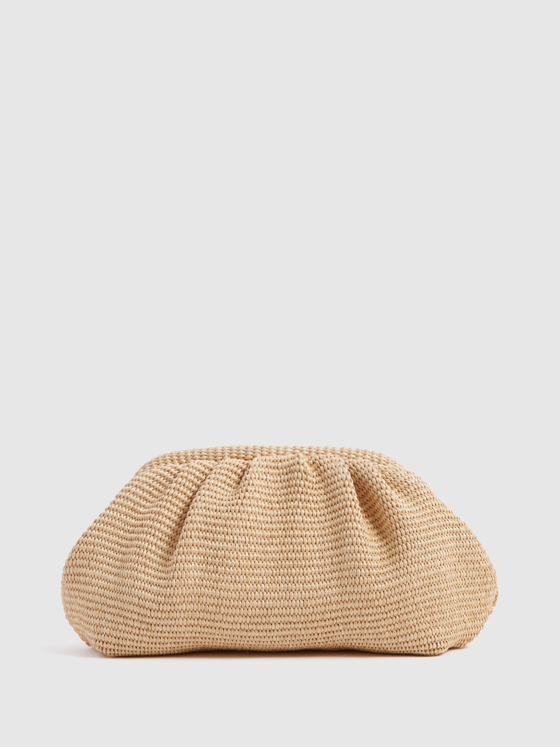 Raffia Ruched Clutch Bag in Neutral (D15693) | 448 QAR