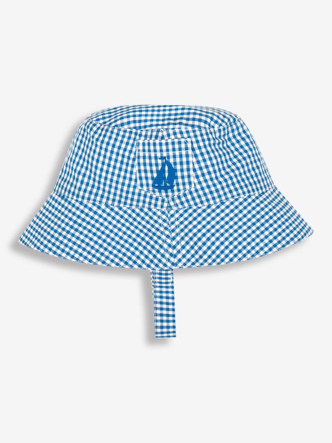 Gingham Sun Hat in Cobalt (D18287) | $24