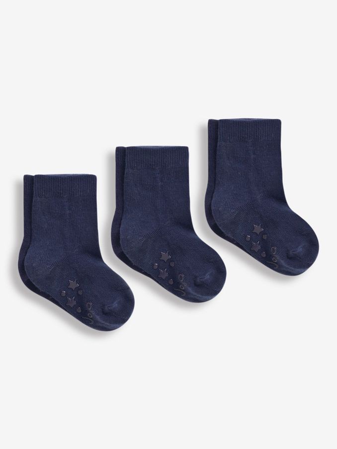Navy Blue 3-Pack Short Cotton Socks (D18559) | $7