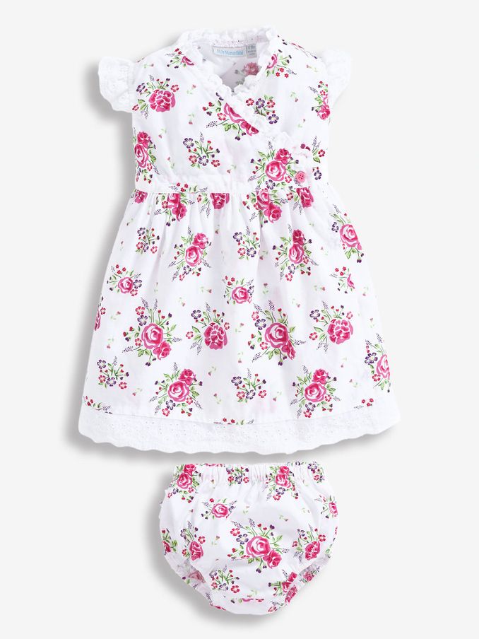 Print Baby Dress with Knickers in Rose (D18717) | $16