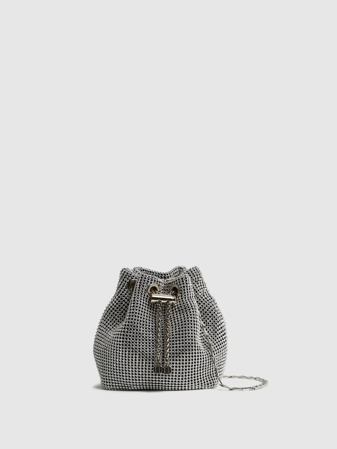 Crystal Mini Bucket Bag in Silver (D21803) | €195